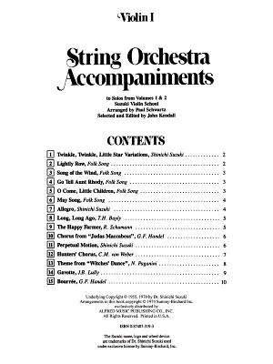 String Orchestra Accompaniments to Solos from Volumes 1 & 2: Violin 1 - Kendall, Diana Elizabeth (Editor), and Kendall, John (Editor)