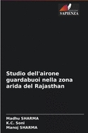 Studio dell'airone guardabuoi nella zona arida del Rajasthan