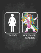 Teacher Dabbing Unicorn: Montessori Teachers Appreciation Notebook Inspirational Gift Composition Notebook Lightly Lined Pages Daily Journal Blank Diary Notepad 8.5x11 Year End Thank You Chalkboard Retirement Journal