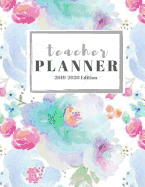 Teacher Planner 2019-2020 Edition: 12-month Calendar Schedule Organizer, 48-weeks Lesson Plan (July 2019 to June 2020), 8.5 x 11 inches, Cyan Floral Design
