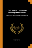 The Care Of The Insane Pending Commitment: A Study Of The Conditions In Cook County