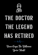 The Doctor The Legend Has Retired - Never Forget the Difference You've Made!: Funny Retirement Gifts for Doctors - Doctor Retirement Gifts for Men - Better Than a Card - Gift for Retiring Doctor