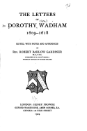 The Letters of Dorothy Wadham - 1609-1618