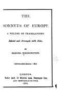 The Sonnets of Europe, a Volume of Translations