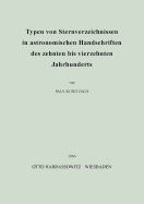 Typen Von Sternverzeichnissen in Astronomischen Handschriften Des Zehnten Bis Vierzehnten Jahrhunderts