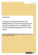 Ursachen des Wissensverlustes und Mglichkeiten zu ihrer Verminderung bei internen Projekten im Geschftsbereich des Kreditrisikomanagements der Credit Suisse: Unter besonderer Bercksichtigung der Thematik 'interne versus externe Projektmitarbeiter'