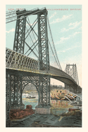 Vintage Journal Boat on Fire under Williamsburg Bridge, New York City