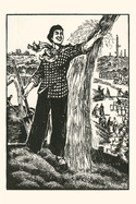 Vintage Journal Chinese Worker Harvesting Grain