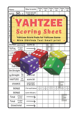 Yahtzee Scoring Sheet: V.5 Yahtzee Score Pads for Yahtzee Game Nice ...