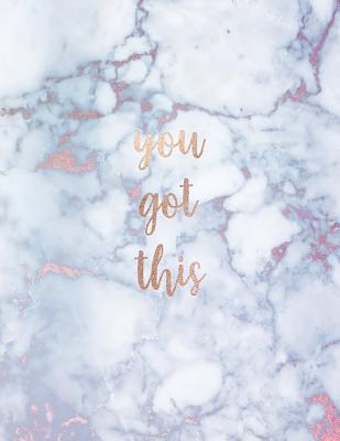 You Got This: Inspirational Quote Notebook - Pink and Pastel White Marble with Rose Gold Inlay - Cute gift for Women and Girls - 8.5 x 11 - 150 College-ruled lined pages - Shady Grove Notebooks