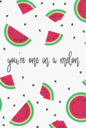 You're One In A Melon: Small and portable watermelon notebook journal for kids, teens, tweens and women! Writing has never been so fun!