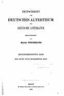 Zeitschrift Fur Deutsches Altertum Und Deutsche Litteratur